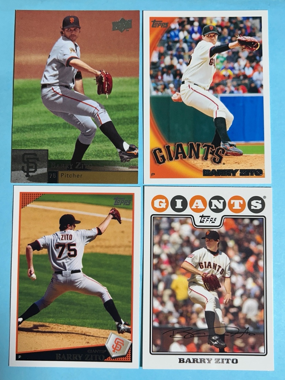 Barry Zito ,San Francisco Giants (4) card lot 2008-2010 Topps & UD